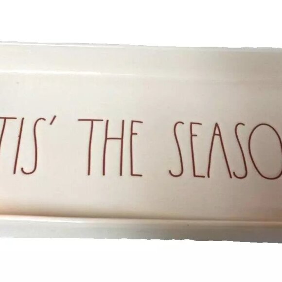 Rae Dunn‘Tis The Season holiday Platter 15' X '6 red and white cookie dessert - Picture 2 of 5